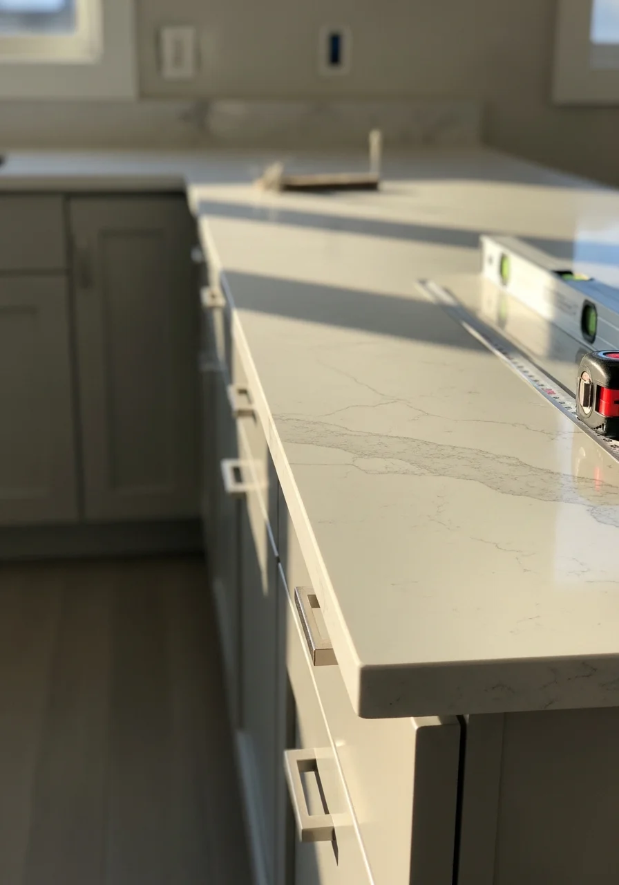 Detail shot of high-quality construction work on a Bellevue property, showing finished materials and professional craftsmanship.
